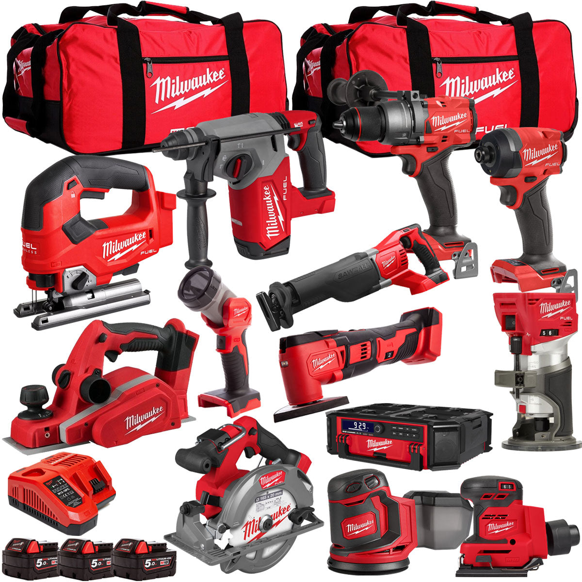 Milwaukee 18V 13 Piece Combo Kit with 3 x 5.0Ah Battery & Charger T4TKIT-32228