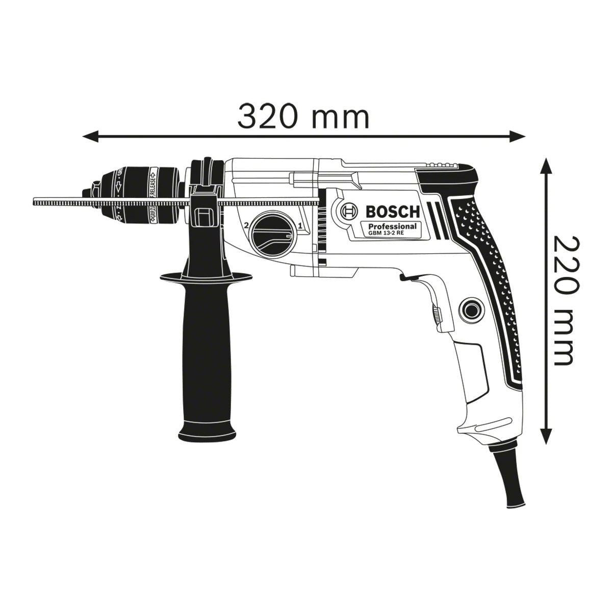 Bosch GBM 13-2 RE Professional Rotary Drill 240V/750W for Efficient Metal & Wood Drilling 06011B2070