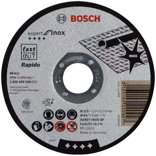 Bosch 115mm Rapido Straight Cutting Disc Expert For Inox - 2608600545 - Tool Supplier