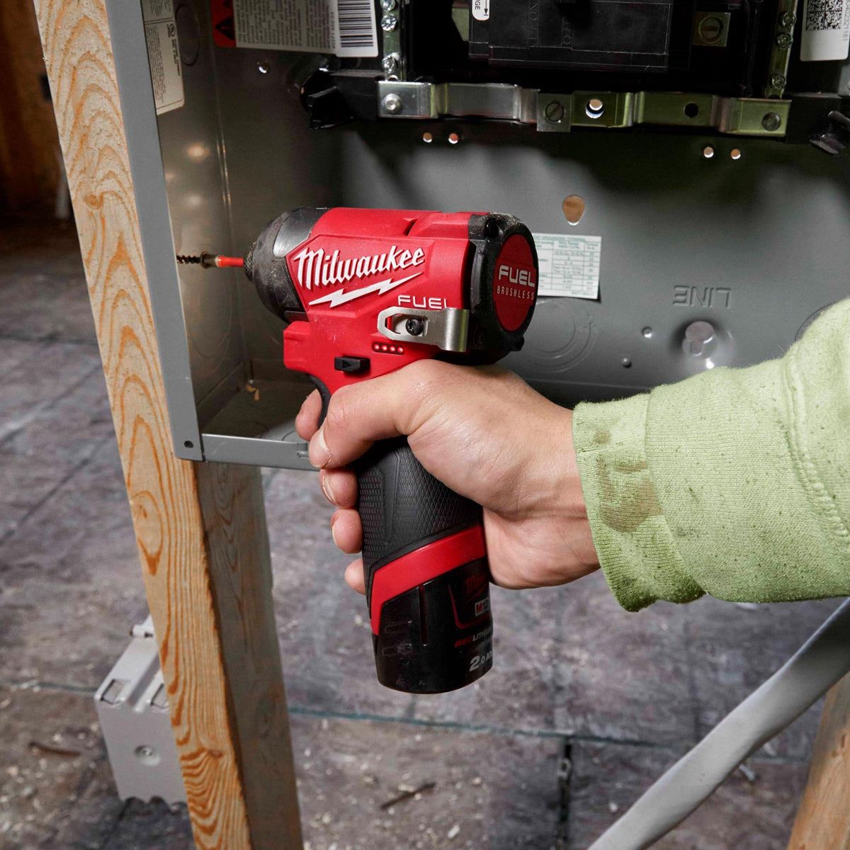 Milwaukee M12FPP2A2-602X 12V Fuel Brushless Combi Drill & Impact Driver with 2 x 6.0Ah Batteries Charger & Empty Tool Box (Without Inlay)