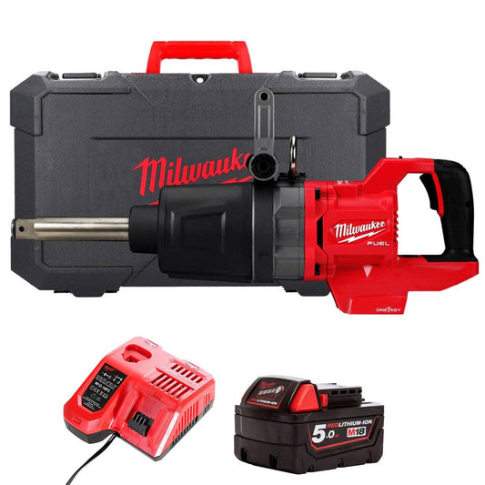 Milwaukee M18ONEFHIWF1D-0C 18V FUEL Brushless D-Handle 1" Impact Wrench with 1 x 5.0Ah Battery Charger & Case
