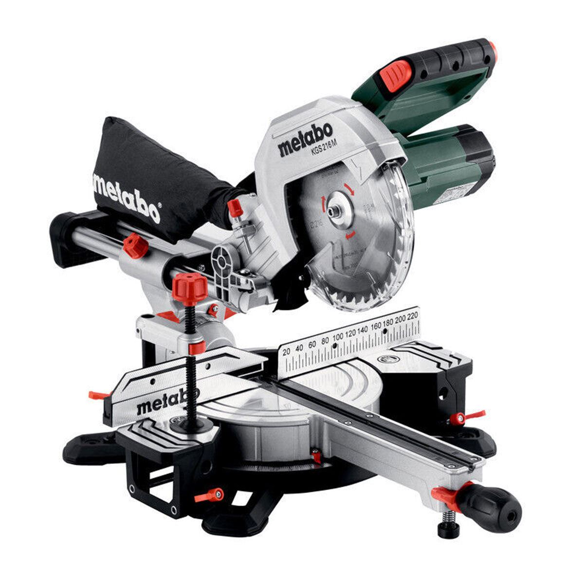 Metabo KGS 216 M 216mm Single Bevel Sliding Mitre Saw with Sliding Function 240V/1500W 613216380