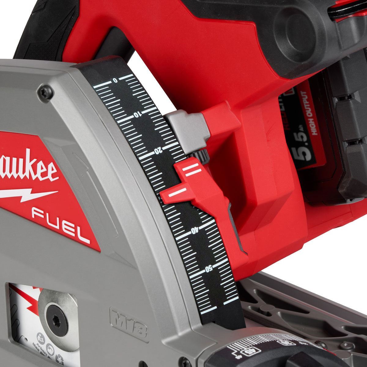 Milwaukee M18FPS55-0PEB 18V 165mm Fuel Brushless Plunge Saw with 2 x 5.0Ah Battery with Blade & Guide Rail Kit