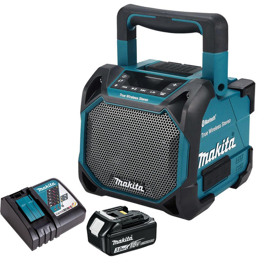 Makita DMR203 12Vmax - 18V / CXT - LXT Jobsite Bluetooth Speaker with 1 x 3.0Ah Battery & Charger