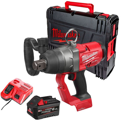 Milwaukee M18ONEFHIWF1-0X 18V FUEL ONE-KEY 1" Impact Wrench with 1 x 6.0Ah Battery Charger & Case