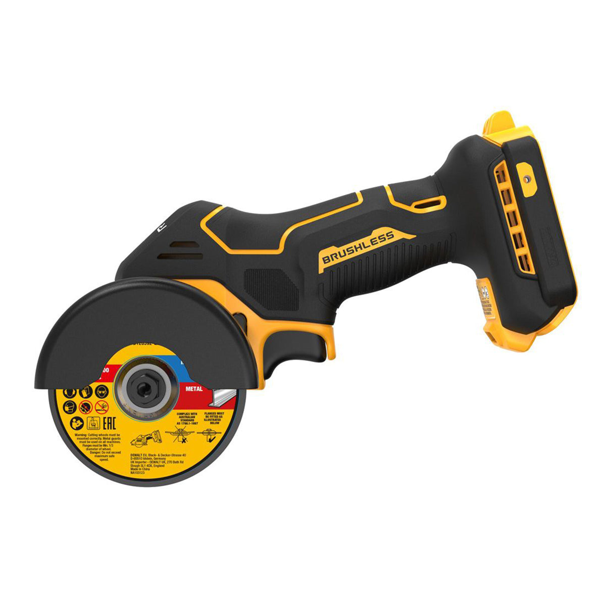 Dewalt DCS438NT 18V XR Brushless 76mm Cut Off Saw with 1 x 6.0Ah Battery Charger & Case