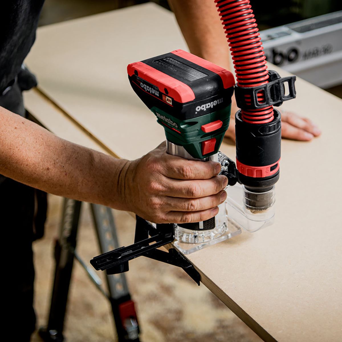 Metabo FMV 18 LTX BL 8 18V Brushless 1/4" Trim Router with 1 x 2.0Ah Battery Charger & Metabox