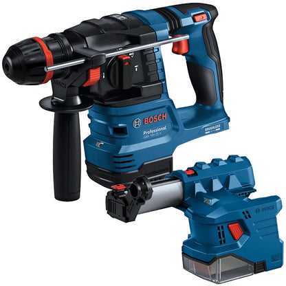 Bosch GBH 18V-22 X 18V Brushless SDS+ Rotary Hammer with 1 x 4.0Ah Battery, Charger & GDE 18V-12 Dust Extractor Attachment