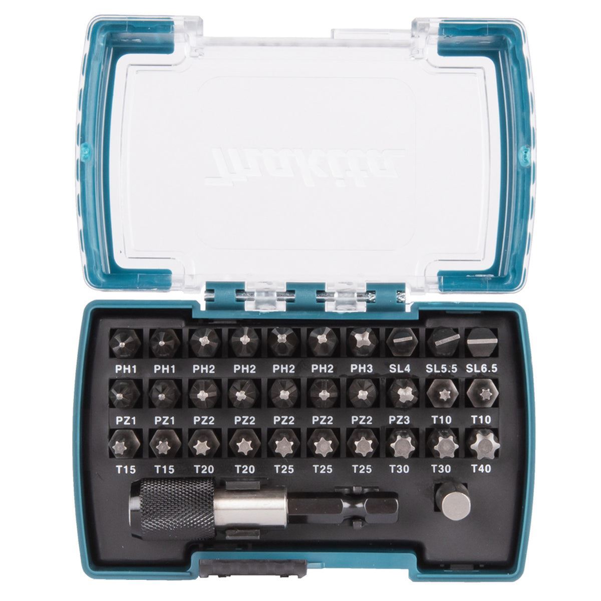 Makita D-74762 Screw Bit Set Of 32 Pieces With Sleeve Chuck Bit Holder