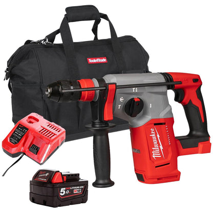 Milwaukee M18BLHX-0 18V Brushless 4-Mode SDS+ Hammer Drill With 1 x 5.0Ah Battery  Charger & Bag