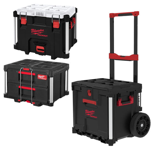 Milwaukee Packout Rolling Drawer Tool Box Trolley With 2 Drawer Tool Box & 38L XL Cooler