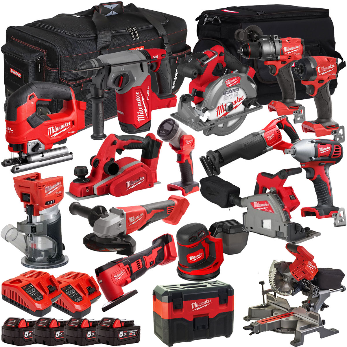 Milwaukee 18V 16 Piece Combo Kit with 4 x 5.0Ah Battery & Charger T4TKIT-32213
