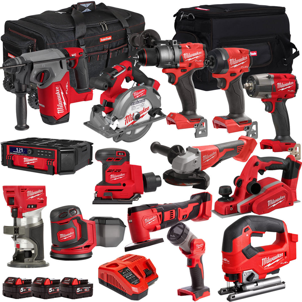 Milwaukee 18V 14 Piece Combo Kit with 3 x 5.0Ah Battery & Charger T4TKIT-32226