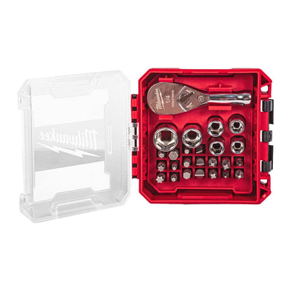 Milwaukee 25 Piece 1/4" Drive Compact Ratchet Set in Packout Box 4932499470