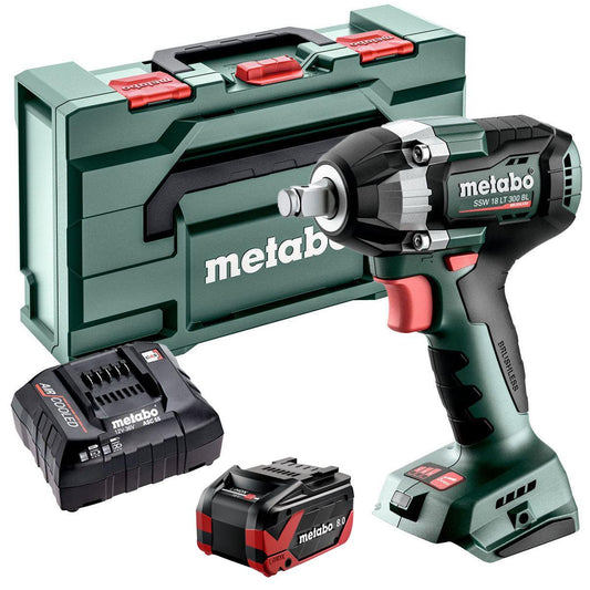 Metabo SSW 18 LT 300 BL 18V Brushless 1/2" Impact Wrench with 1 x 8.0Ah Battery Charger & Metabox