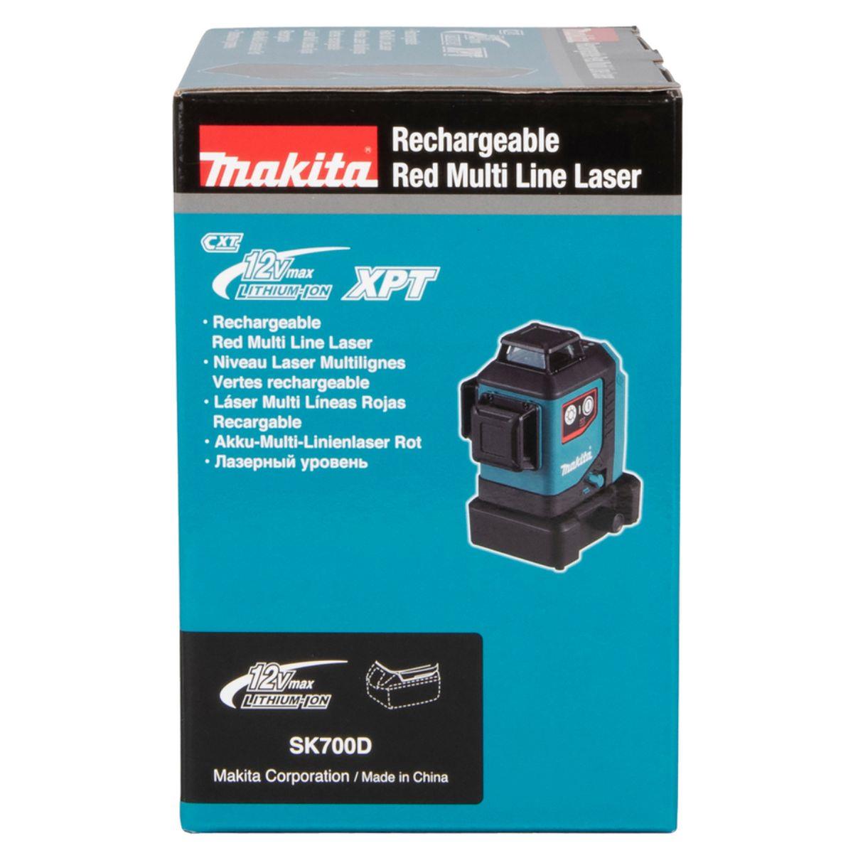 Makita SK700DZ 12Vmax CXT 25m Red Multi-Line Laser With Kit Bag