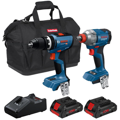 Bosch 18V Brushless Combi Drill & Impact Wrench with 2 x 4.0Ah Battery Charger & Bag T4TKIT-28122 - Tool Supplier