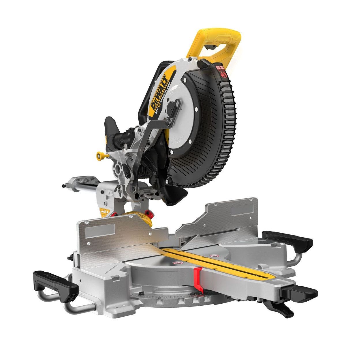 DeWalt DCS782XW2-GB 18V XR Brushless Slide Mitre Saw with 2 x 8.0Ah Battery Charger & Universal Leg Stand