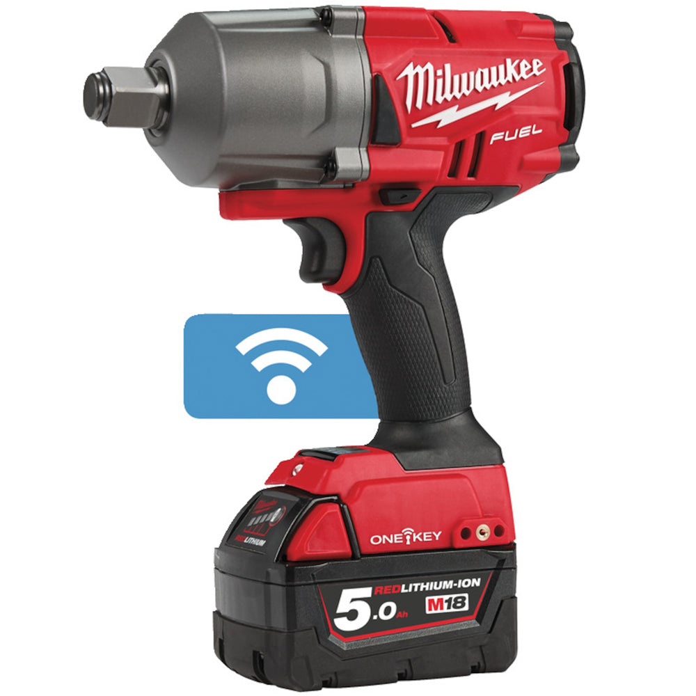 Milwaukee M18ONEFHIWF34-502B 18V FUEL 3/4" Impact Wrench with 2 x 5.0Ah Battery Charger & 3/4" Socket Set