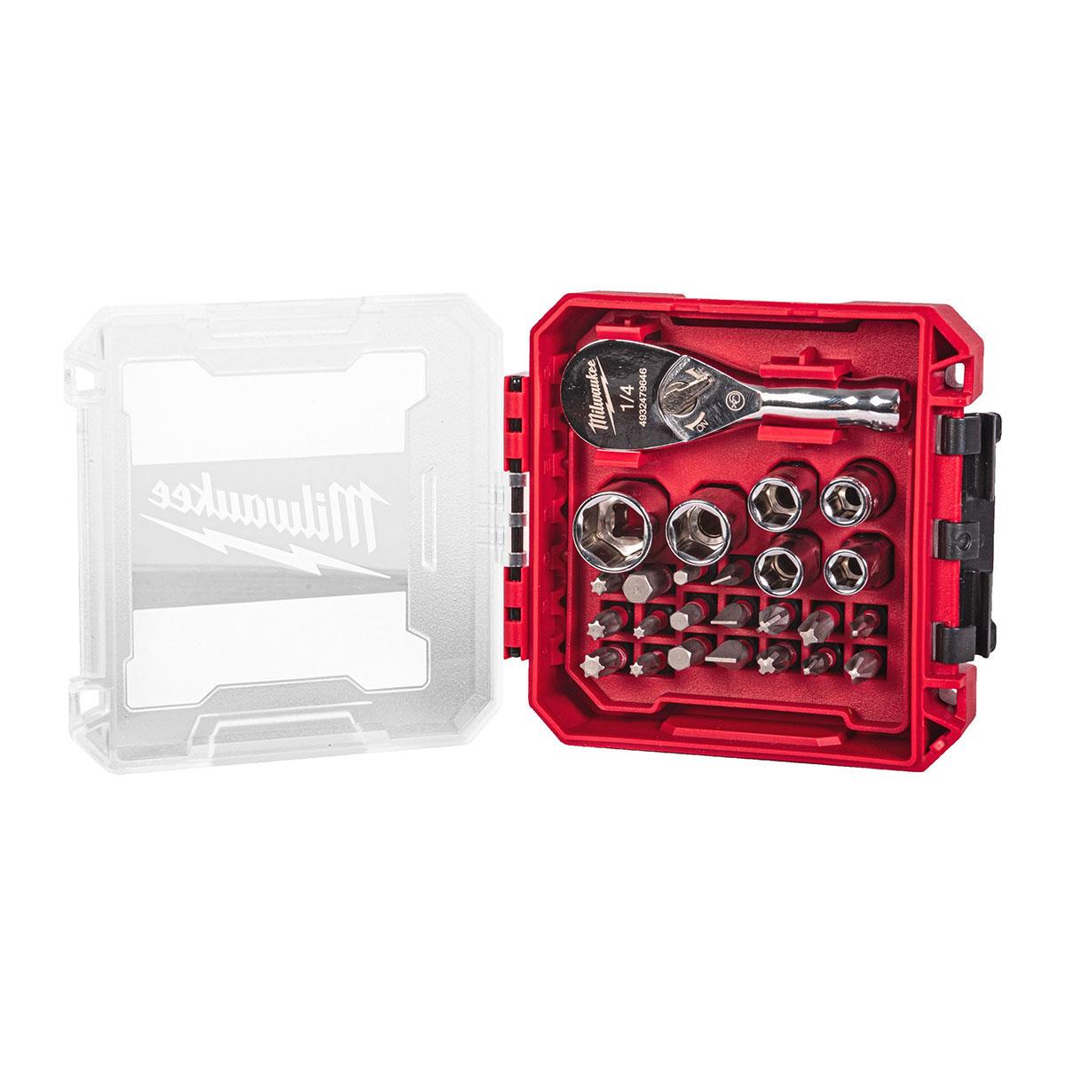 Milwaukee 25 Piece 1/4" Drive Compact Ratchet Set in Packout Box 4932499470