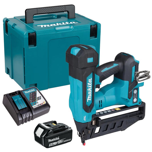 Makita DBN601ZJ 18V LXT Brushless 16Ga Straight Finishing Nailer With 1 x 5.0Ah Battery Charger & Case