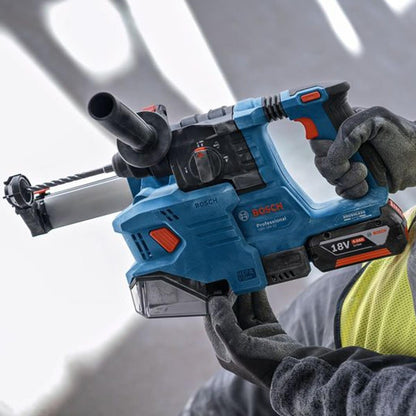 Bosch GBH 18V-22 X 18V Brushless SDS+ Rotary Hammer with 1 x 4.0Ah Battery, Charger & GDE 18V-12 Dust Extractor Attachment