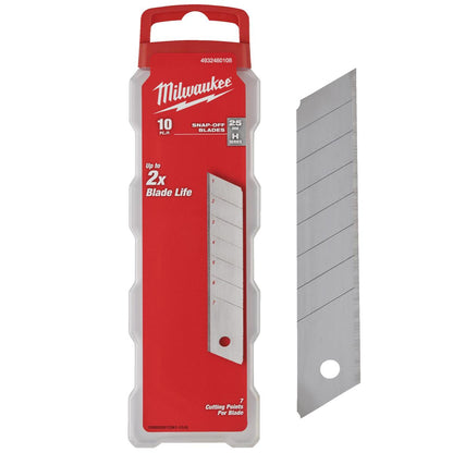 Milwaukee 25mm Snap Knife Replacement Blades Pack of 10 4932480108