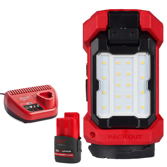 Milwaukee M12ALIP-0 12V Single Cleat Packout Task Light with 1 x 2.5Ah Battery & Charger