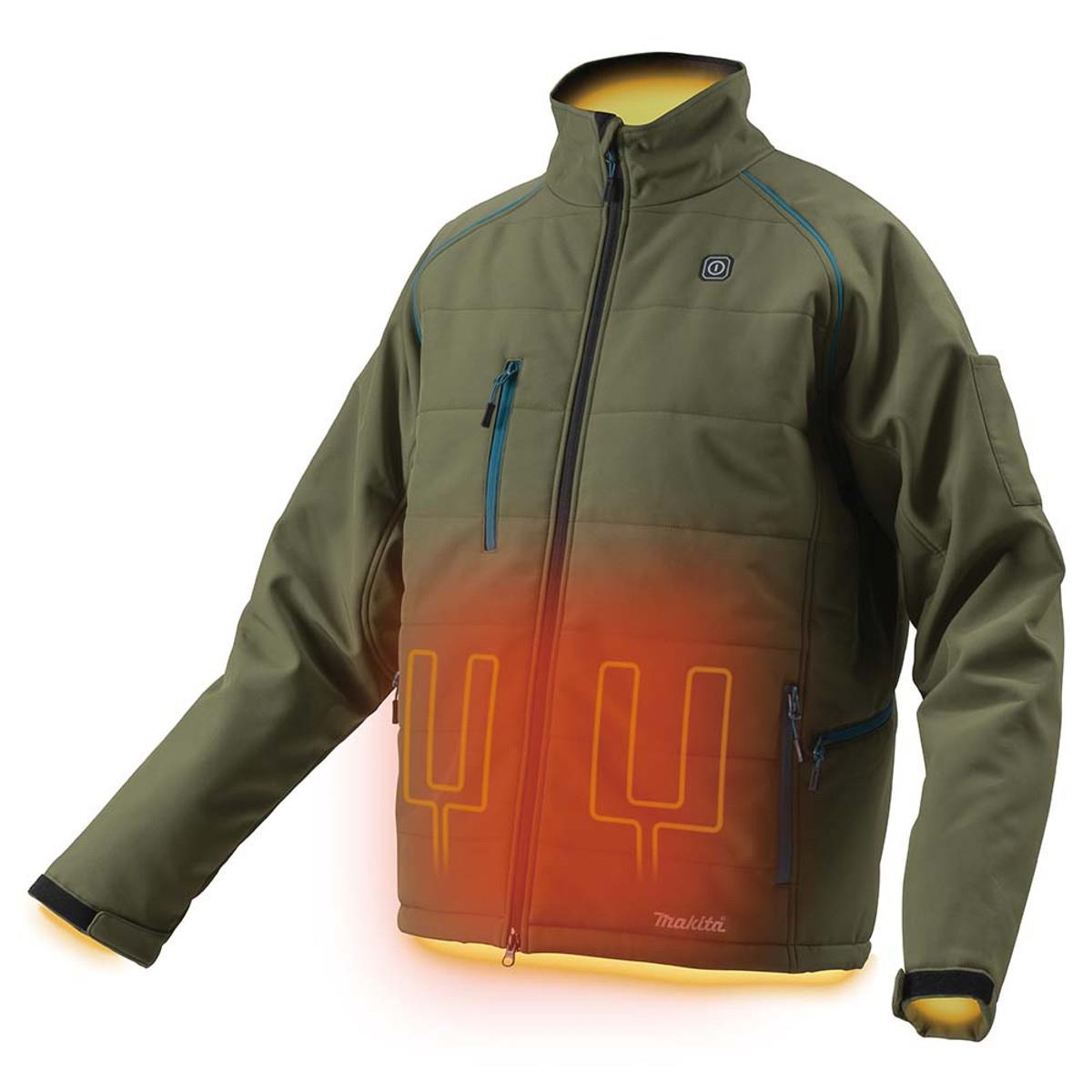 Makita DCJ205ZMO 14.4V-18V LXT Heated Jacket Olive Medium with 1 x 3.0Ah Battery & Charger