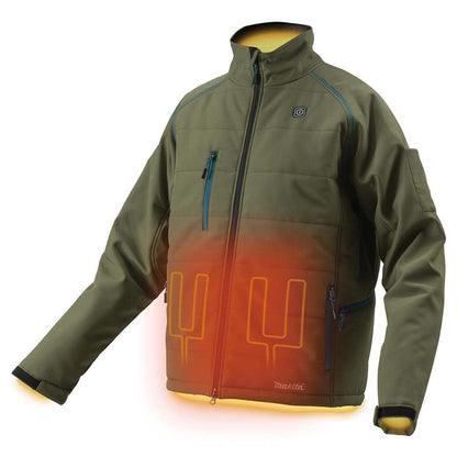 Makita DCJ205ZMO 14.4V-18V LXT Heated Jacket Olive Medium with 1 x 3.0Ah Battery & Charger