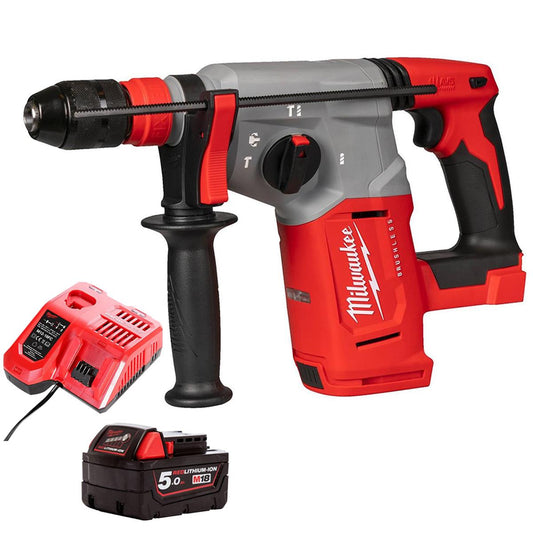 Milwaukee M18BLHX-0 18V Brushless 4-Mode SDS+ Hammer Drill With 1 x 5.0Ah Battery & Charger