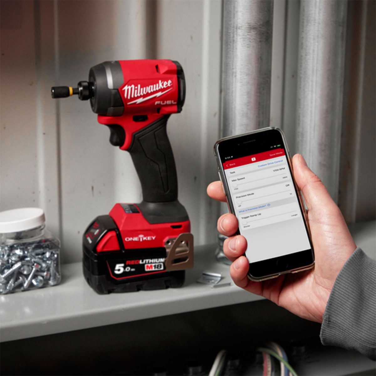 Milwaukee M18ONEPP2A3-502X 18V Fuel Brushless Combi Drill & Impact Driver with 2 x 5.0Ah Battery Charger & Case - 4933493245