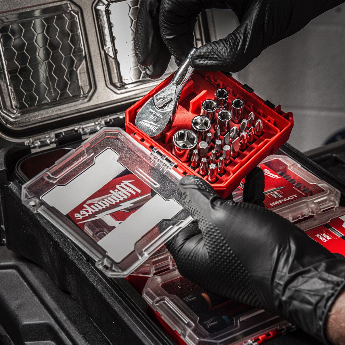 Milwaukee 25 Piece 1/4" Drive Compact Ratchet Set in Packout Box 4932499470
