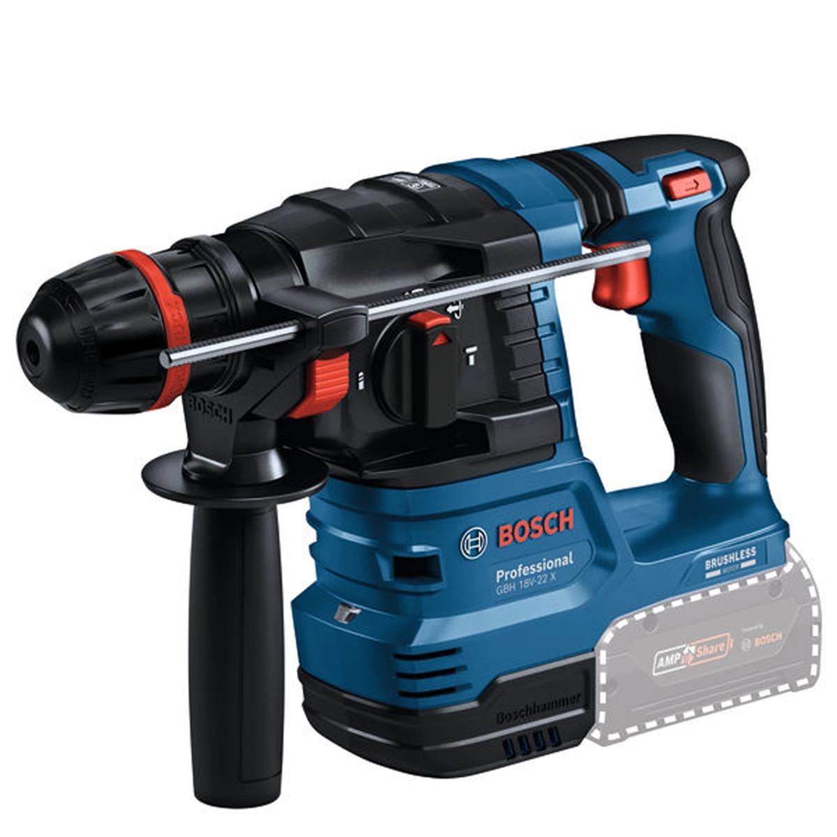 Bosch GBH 18V-22 X 18V Brushless SDS+ Rotary Hammer with 1 x 4.0Ah Battery, Charger & GDE 18V-12 Dust Extractor Attachment