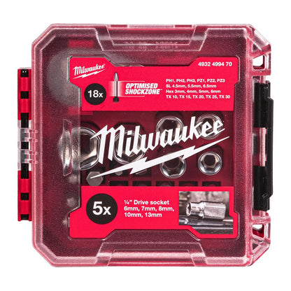 Milwaukee 25 Piece 1/4" Drive Compact Ratchet Set in Packout Box 4932499470