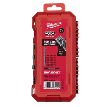 Milwaukee 7 Piece SDS+ MX4 Drill Bit Set 4932500060