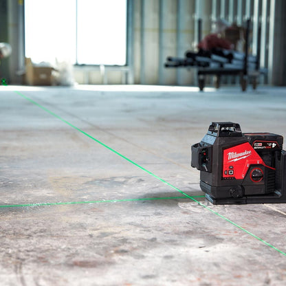 Milwaukee M123PL-0C 12V 360° 3-Plane Green Laser with 1 x 3.0Ah Battery Charger & Case