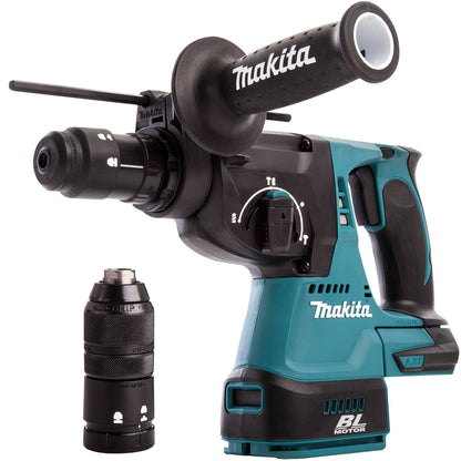 Makita DHR243Z 18V LXT Brushless 24mm SDS+ Rotary Hammer Drill With 2 x 5.0Ah Batteries, Charger In Case