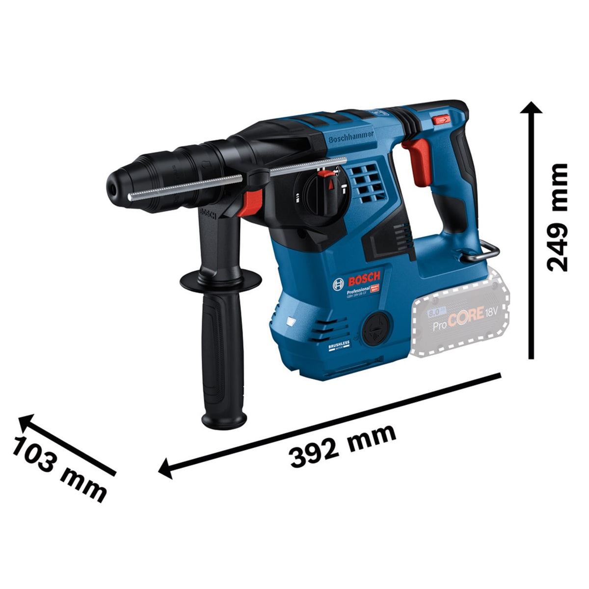 Bosch GBH 18V-28 CF SDS-Plus Rotary Hammer with 2 x 5.5Ah Batteries & Charger in Case 0611921075