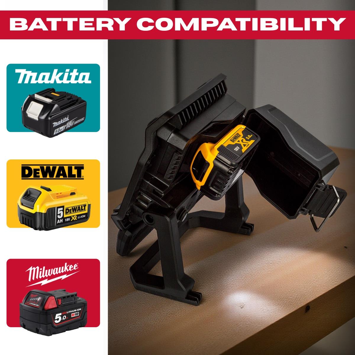 Excel 18V/240V LED Work Light 6500 Lumens with Makita 1 x 3.0Ah Battery & Charger