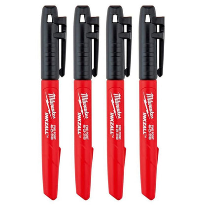 Milwaukee INKZALL Markers Black 4 Pieces Set 4932480551