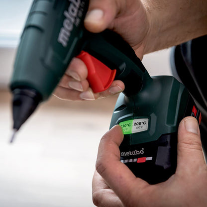 Metabo HK 18 LTX 20 18V Hot Glue Gun with 1 x 4.0Ah Battery, Charger, Glue Sticks & Metabox