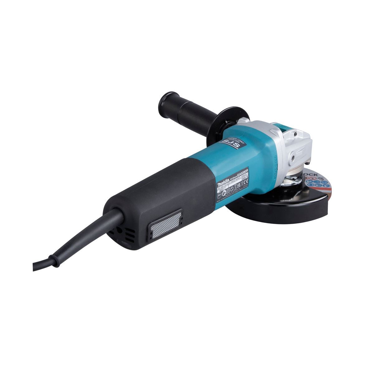 Makita GA5080RX05/2 125mm Corded Angle Grinder 240V Heavy-Duty Grinder for Precision Cutting & Grinding