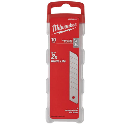 Milwaukee 18mm Snap Knife Replacement Blades Pack of 10 4932480107