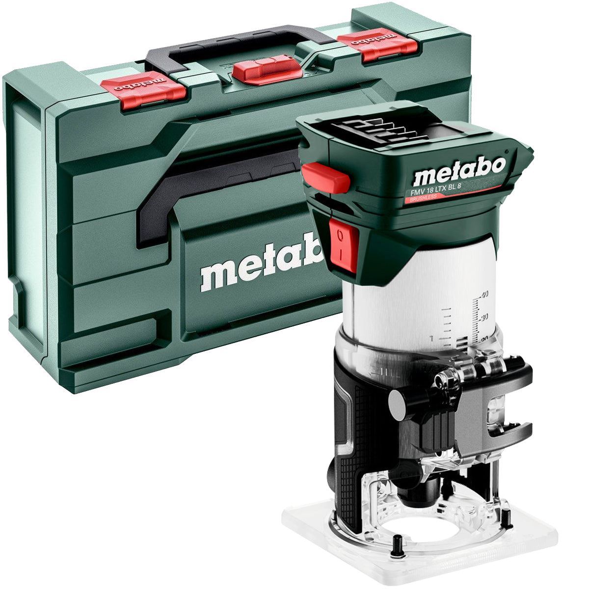 Metabo FMV 18 LTX BL 8 18V Brushless 1/4" Trim Router with 1 x 8.0Ah Battery Charger & Metabox