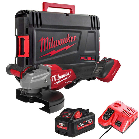 Milwaukee M18FHSAGO180VXPDB2-0X 18V M18 Angle Grinder with 1 x 5.5Ah Battery Charger & Case