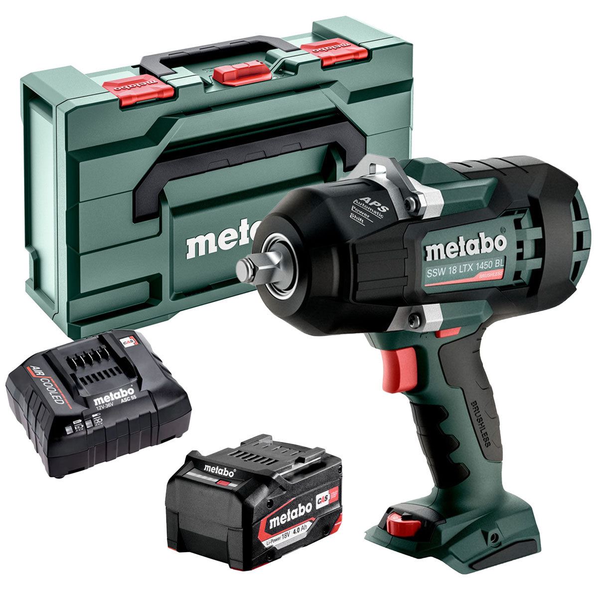 Metabo SSW 18 LTX 1450 BL 18V Brushless 1/2" Impact Wrench with 1 x 4.0Ah Battery Charger & Metabox