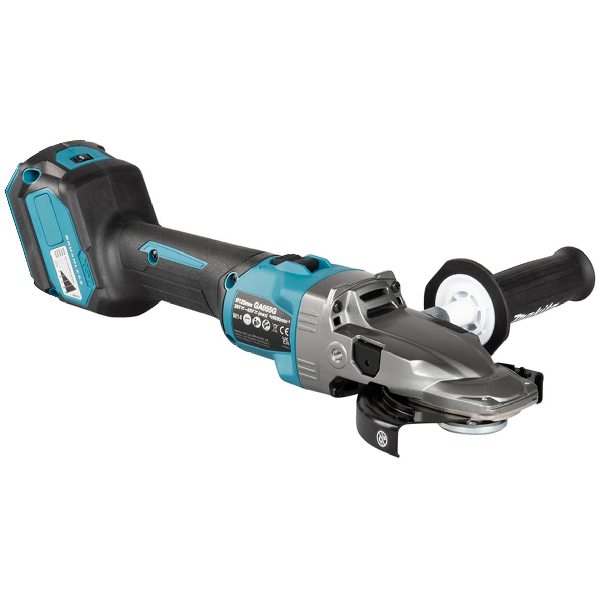 Makita GA055GZ01 40V Max XGT 125mm Brushless Flat-head Angle Grinder Body Only With Makpac Case