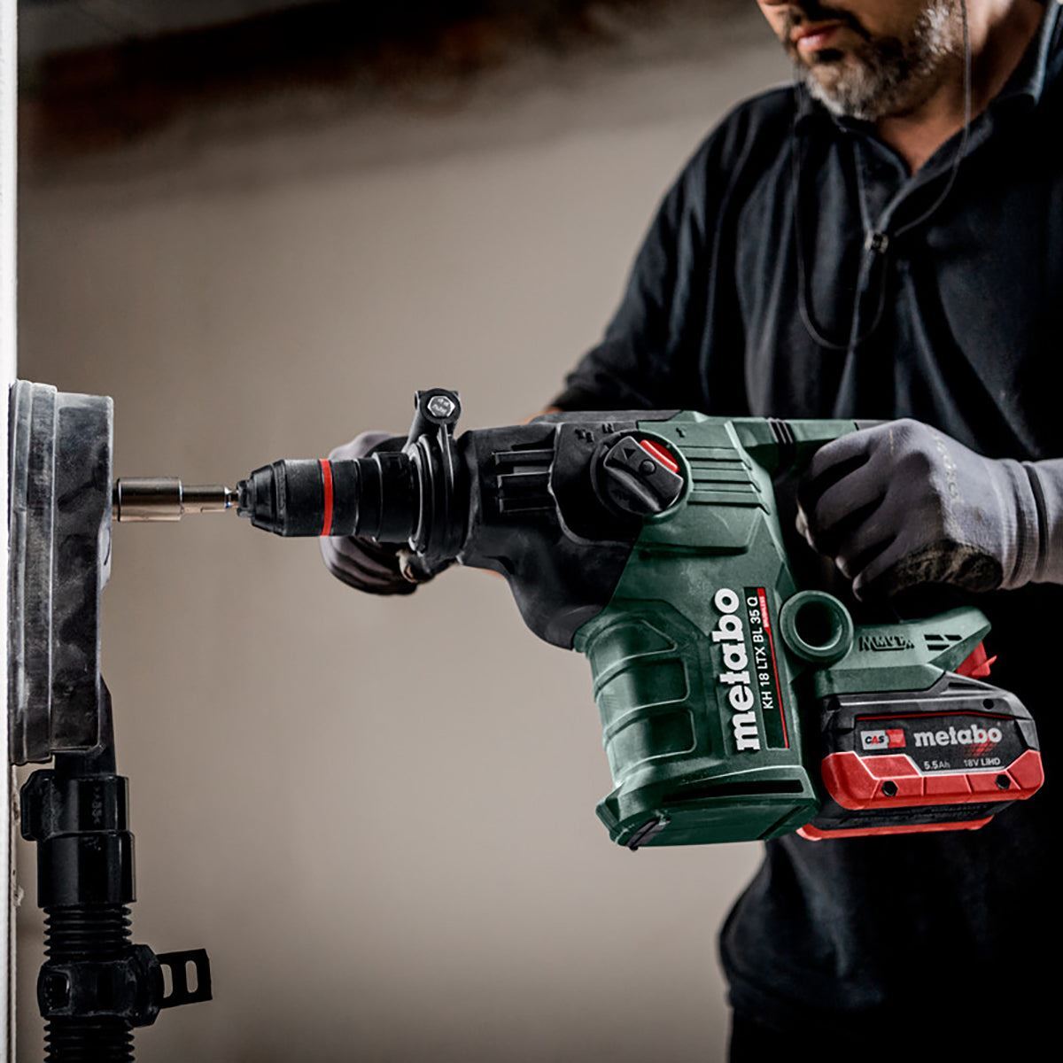 Metabo KH 18 LTX BL 35 Q 18V Brushless 3 Mode SDS+ Rotary Hammer Drill with 1 x 8.0Ah Battery Charger & Metabox