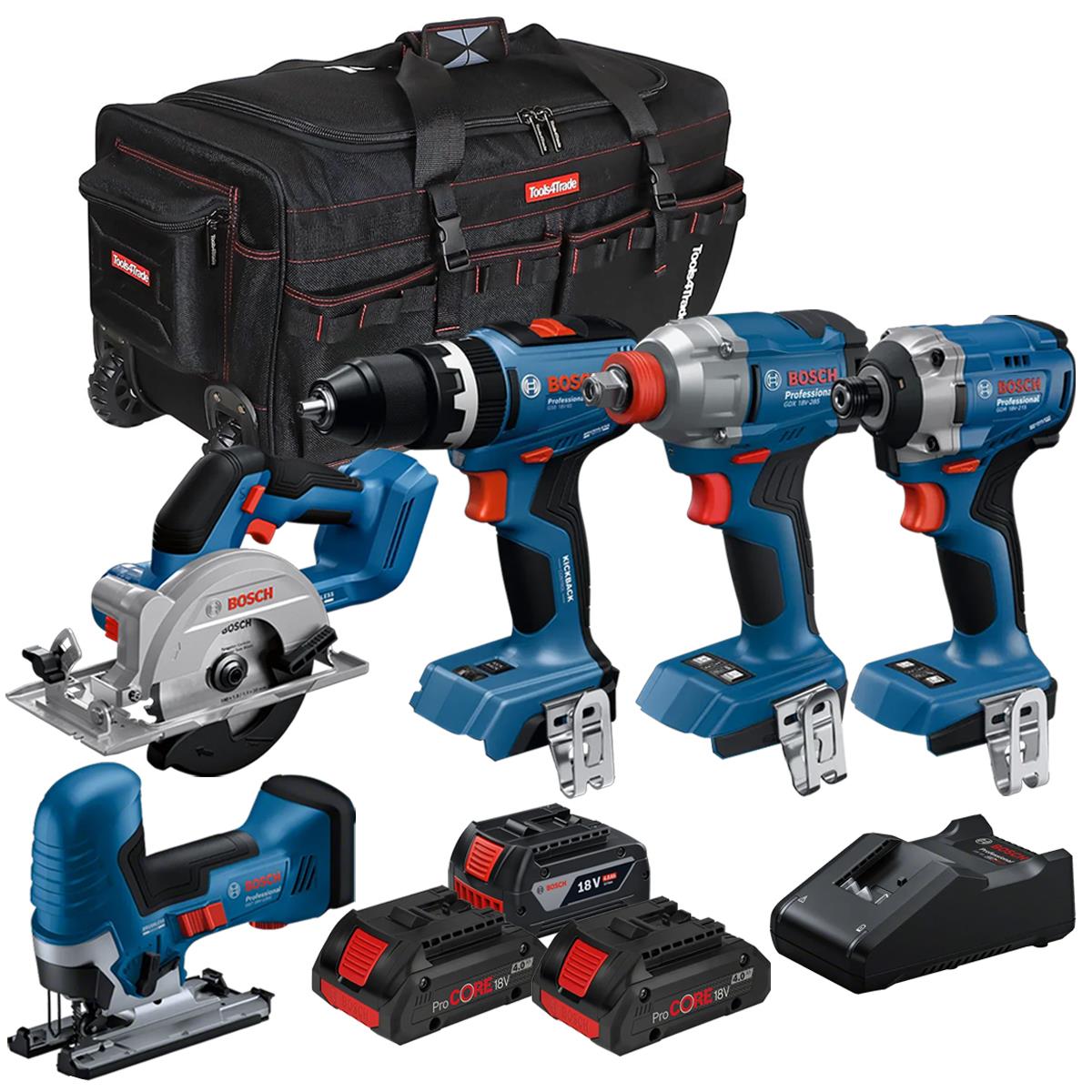 Bosch 18V 5 Piece Brushless Combo Tool Kit with 3 x Batteries & Charger T4TKIT-28132 - Tool Supplier